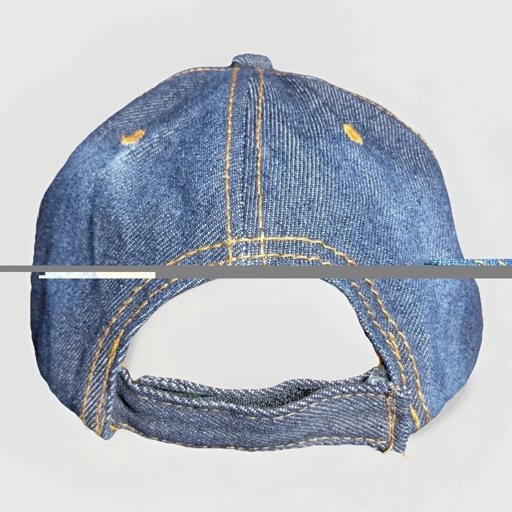 Floral Embroidered Denim Baseball Cap Rhinestone Bling Rose Blue Red Hat